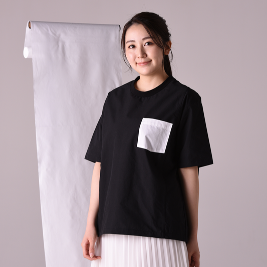 小幅織物Tシャツ白ポケット