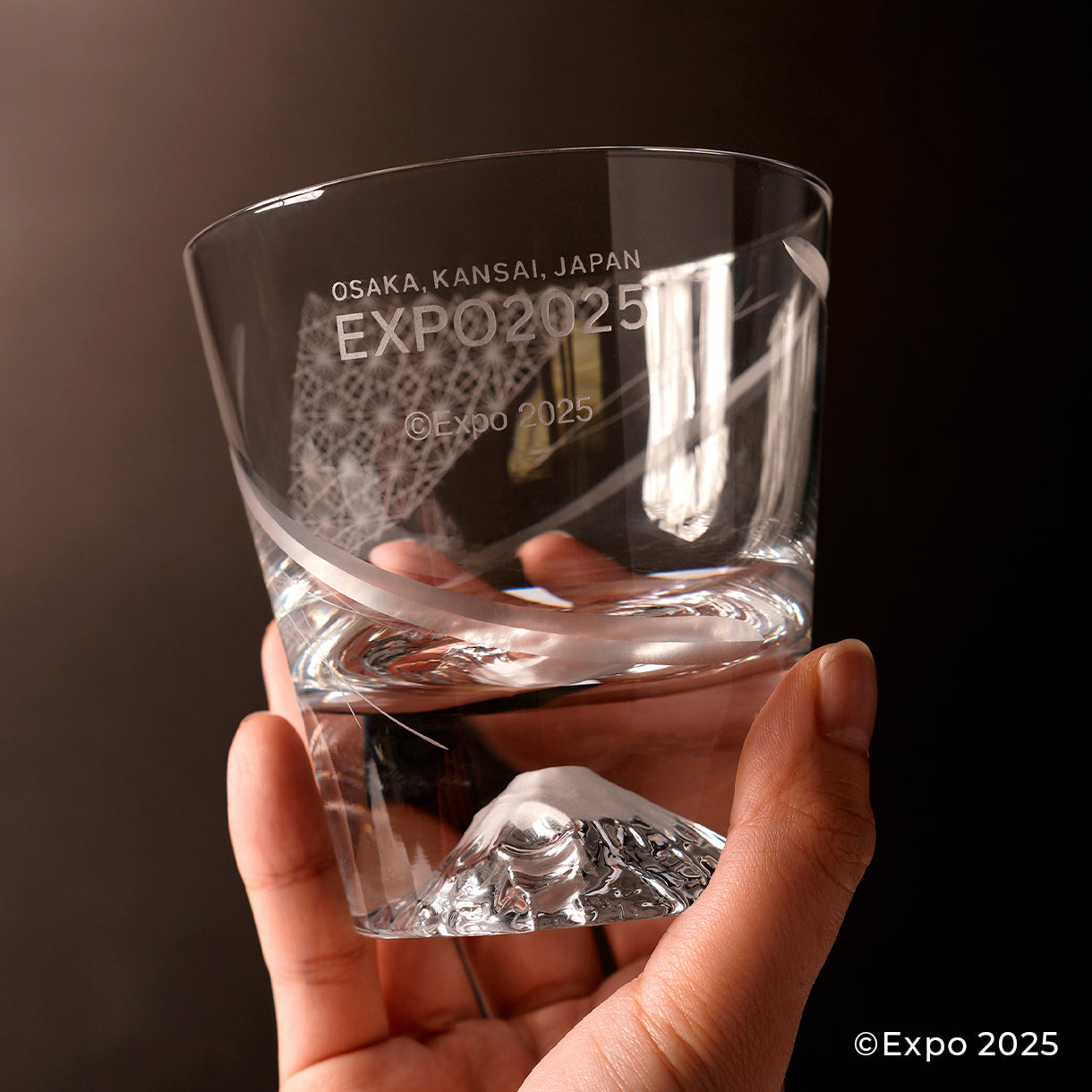 新聞掲載中!EXPO2025 江戸切子 富士山ロックグラス ペア|限定100点