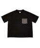 小幅織物Tシャツ 黒白ポケット