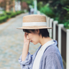 【春夏限定】麦わらカンカン帽　ベージュ×白リボン