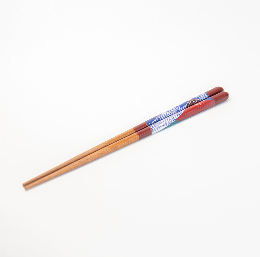 九谷色絵 × 若狭塗 夫婦箸 『赤富士』 – 47 TREASURE