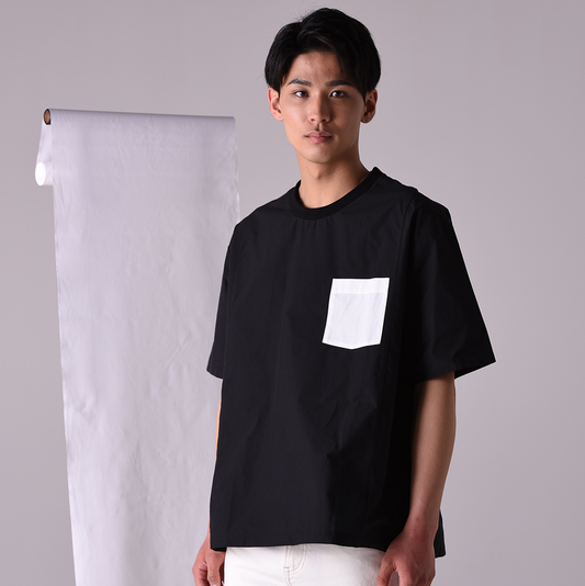 小幅織物Tシャツ白ポケット